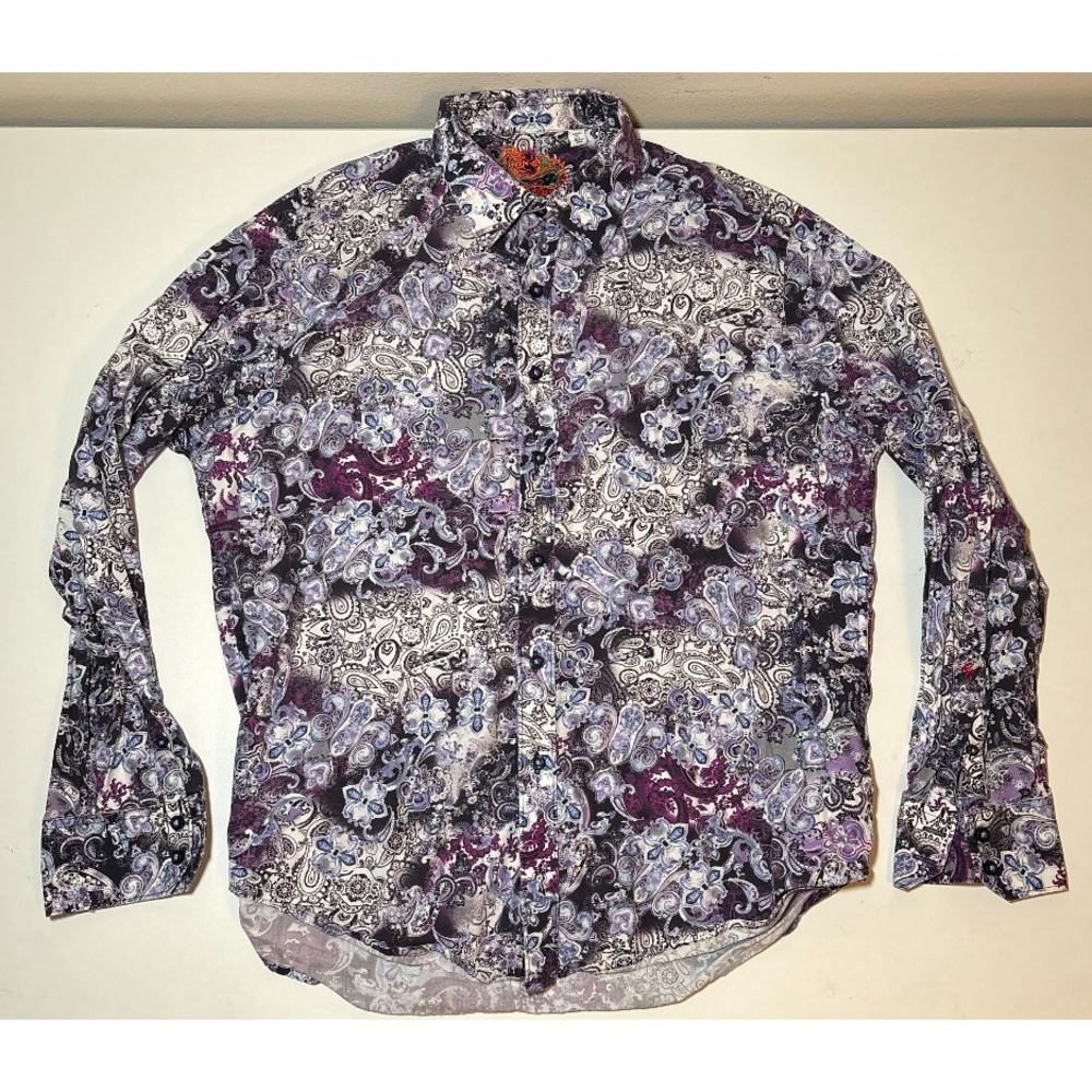 Robert Graham Men's Purple Paisley Button Down Shirt | XL